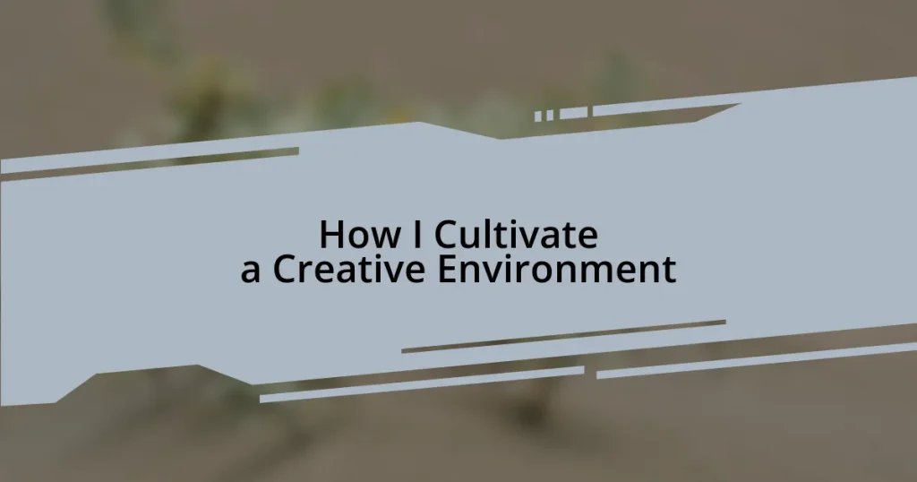 How I Cultivate a Creative Environment