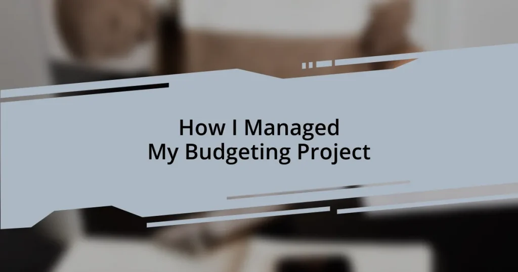 How I Managed My Budgeting Project