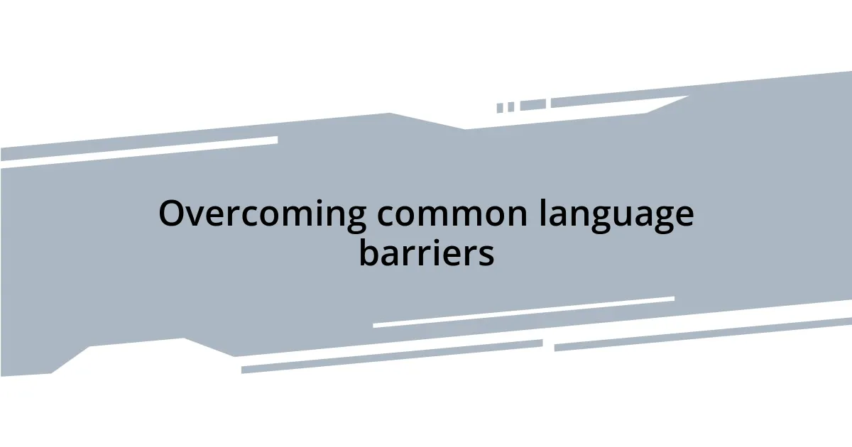 Overcoming common language barriers