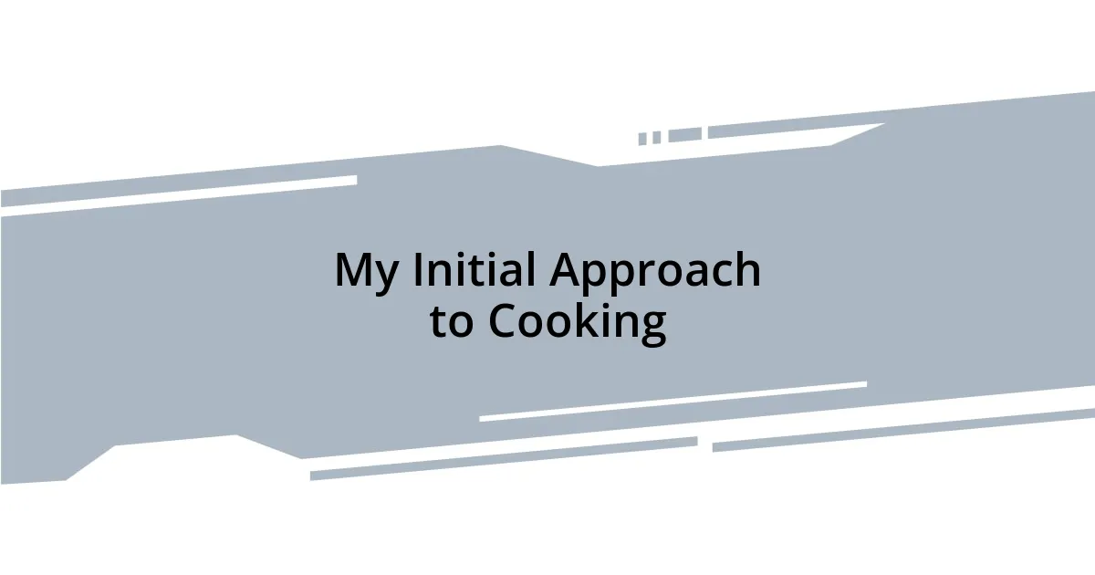 My Initial Approach to Cooking